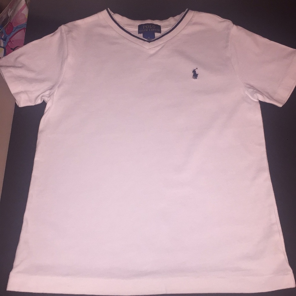 White V-Neck Ralph Lauren Polo Shirt